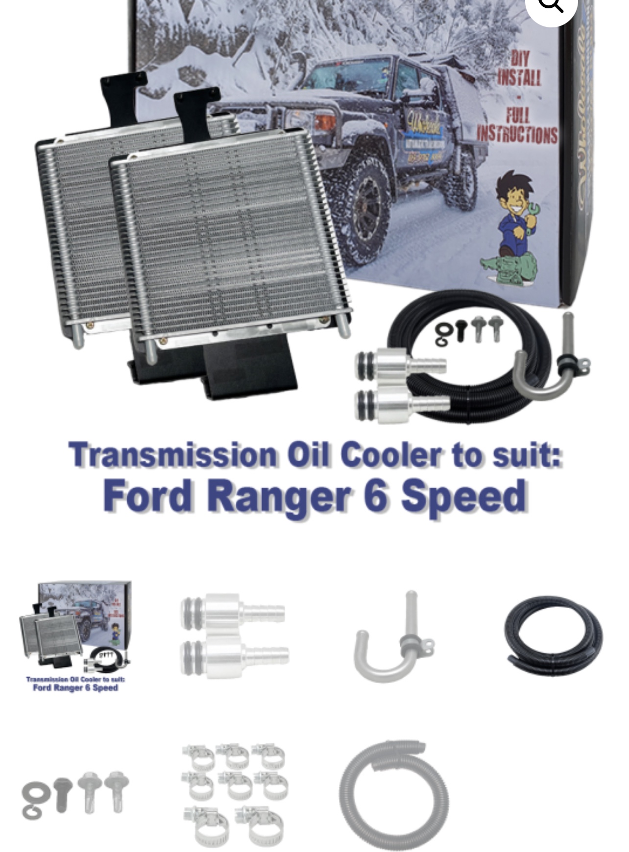 Twin Heavy Duty Transmission Oil Cooler Kit to suit Ford Ranger PX 6R80 6 Speed Auto