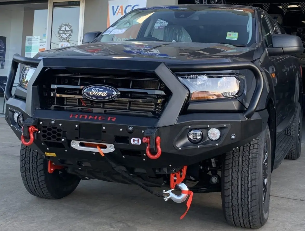 Ford Ranger fitted with a bull bar and recovery points