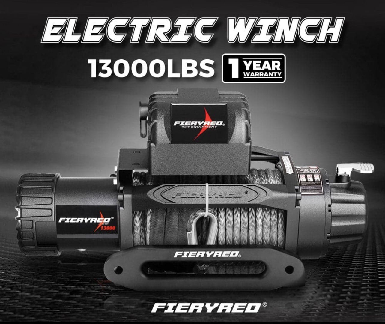 Fieryred 13000lb 12V Electric Winch Synthetic Rope