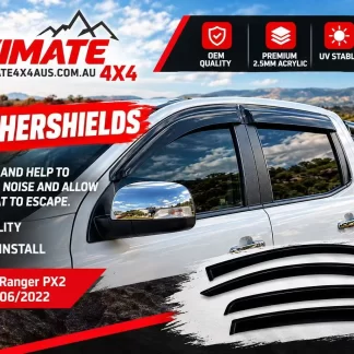 Weathershields fitted to a Ford Ranger PX dual cab – window door visors